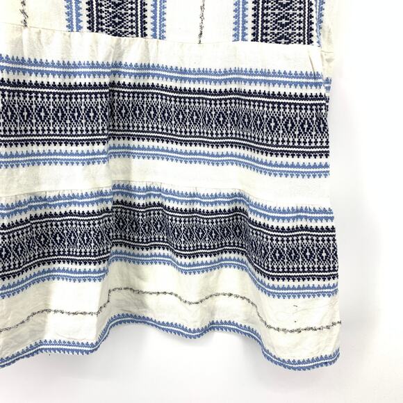 J. Jill A-Line Midi Dress Womens Size Medium Sleeveless Cream Blue Embroidered - Picture 4 of 6